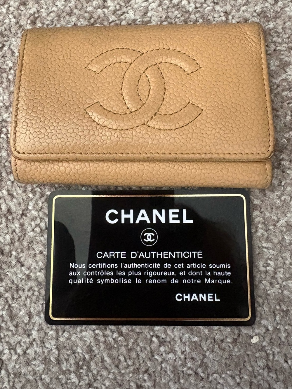 Auth Chanel Timeless CC Leather Key card Holder W/COA
